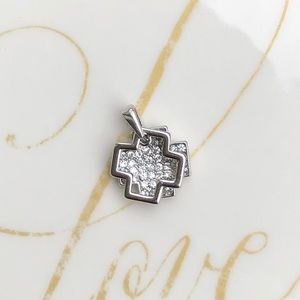 Silver Tone Plus Sign Rhinestones Pendant